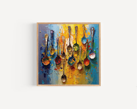 Spoons Of Colourful Herbs And Spices Abstract Kitchen Modern Design Decor Print Wall Art Picture