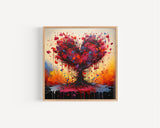 Hearts Tree of Love Poster, Modern Abstract Art Lovers Gift, Wall Art Print NQ Media Designs
