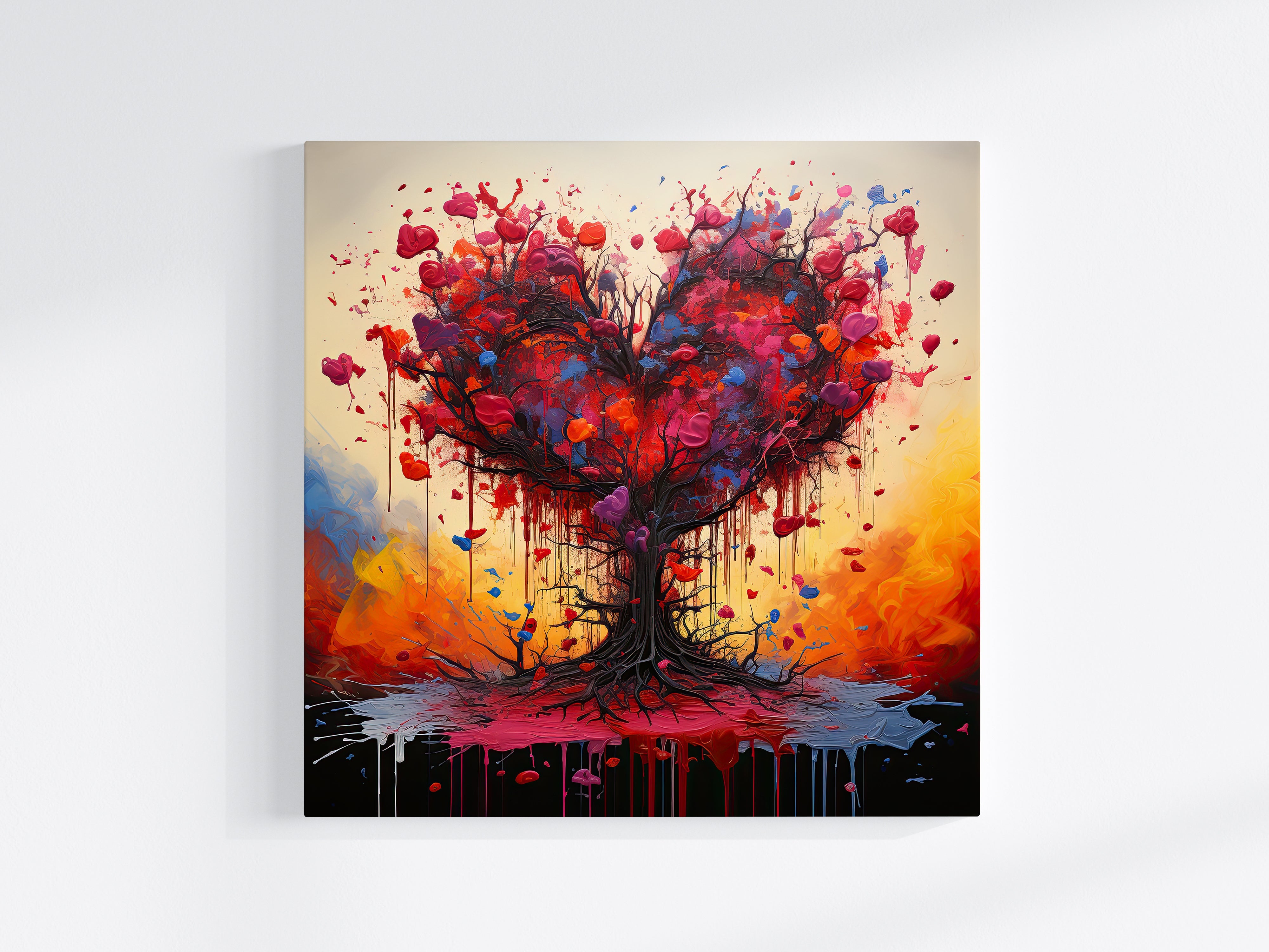 Hearts Tree of Love Poster, Modern Abstract Art Lovers Gift, Wall Art Print NQ Media Designs