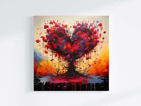 Hearts Tree of Love Poster, Modern Abstract Art Lovers Gift, Wall Art Print