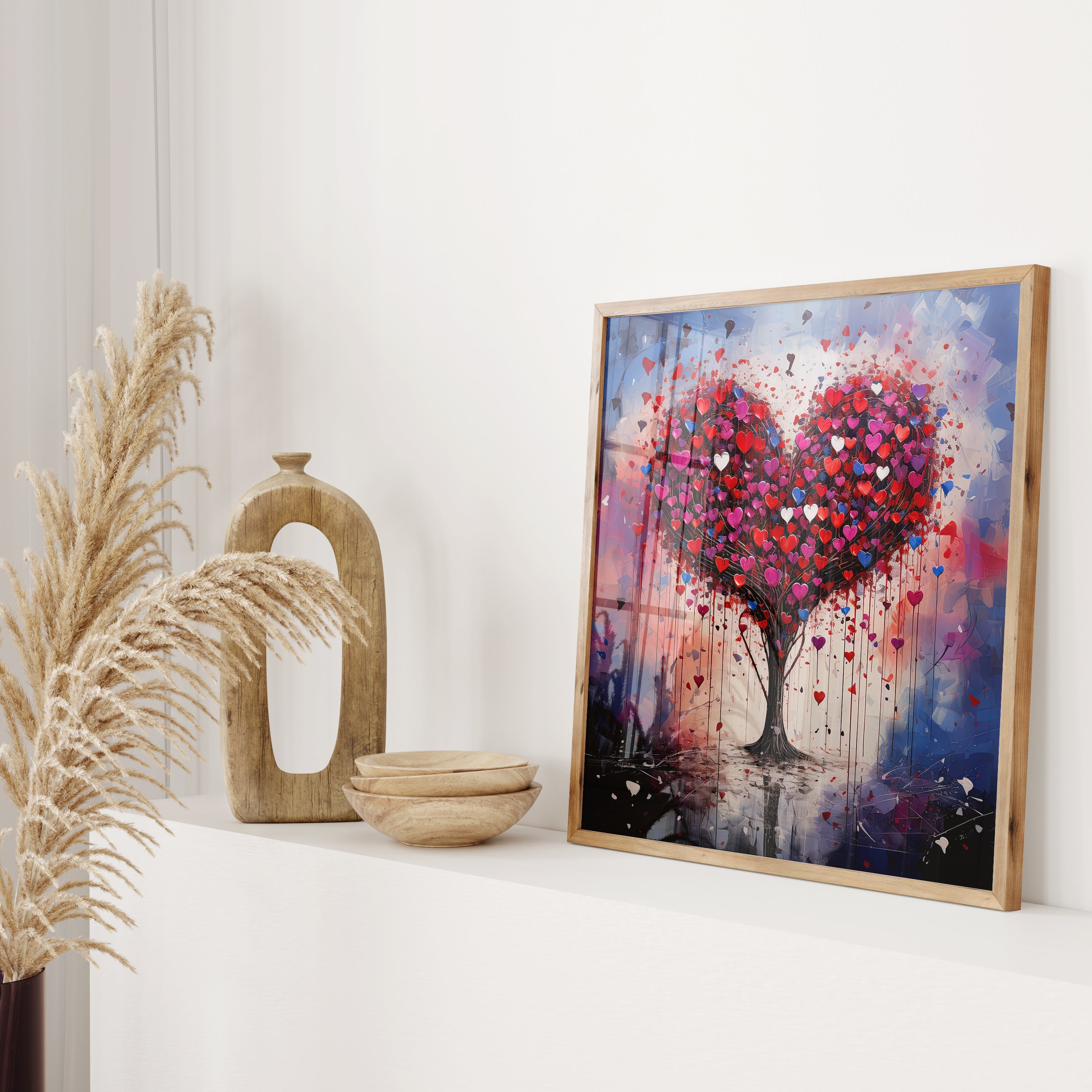 Hearts Tree of Love Print, Modern Abstract Art Lovers Gift, Wall Art Print NQ Media Designs