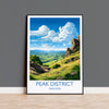 Peak District Travel Poster Wall Art, Travel Print of Peak District, Peak District Art Lovers Gift, English Countryside