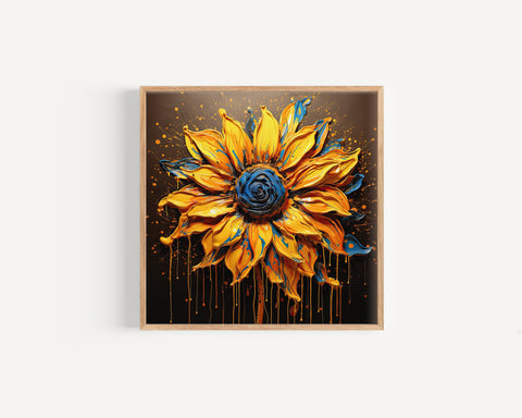 Sunflower Wall Art Print, Sunflower Abstract Art Lovers Gift, Modern Art Print