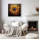 Sunflower Wall Art Print, Sunflower Abstract Art Lovers Gift, Modern Art Print NQ Media Designs