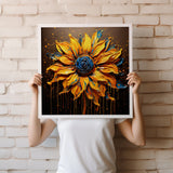 Sunflower Wall Art Print, Sunflower Abstract Art Lovers Gift, Modern Art Print NQ Media Designs