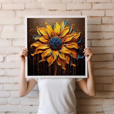 Sunflower Wall Art Print, Sunflower Abstract Art Lovers Gift, Modern Art Print