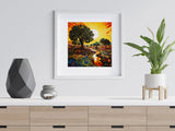 Olive Tree Groves Sun Print, Modern Abstract Art Lovers Gift, Tree Wall Art Print NQ Media Designs