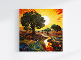 Olive Tree Groves Sun Print, Modern Abstract Art Lovers Gift, Tree Wall Art Print NQ Media Designs