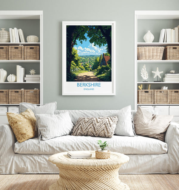 Berkshire Travel Poster Wall Art, Berkshire Travel Print, English Countryside Art Gift, Wall Art Print