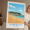 Scarborough Beach Travel Print, Travel Poster of Scarborough, North Yorkshire Gift, England, Scarborough Gift, Wall Art Print
