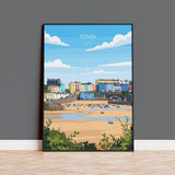Tenby Travel Print Wall Art, Tenby Travel Poster, Wales, Pembrokeshire Coast, Welsh Art Gift, Wall Art Print NQ Media Designs