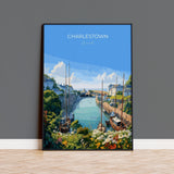 Charlestown Travel Poster, Travel Print of Charlestown, England, Cornwall Art, Charlestown Art Lovers Gift, Wall Art Print NQ Media Designs