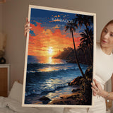 Barbados Travel Poster, Travel Print of Barbados, Caribbean Sunset, Barbados Art Lovers Gift, Caribbean Gift, Wall Art Print NQ Media Designs