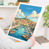 Marseille Poster, Vieux Port Wall Art, Provence Print, France Travel Poster, Marseille Gift
