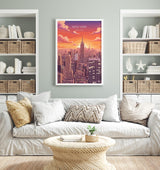 New York City Art Print, Manhattan Skyline Sunset Art Gift, Empire State Building Poster NQ Media Designs