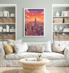 New York City Art Print, Manhattan Skyline Sunset Art Gift, Empire State Building Poster