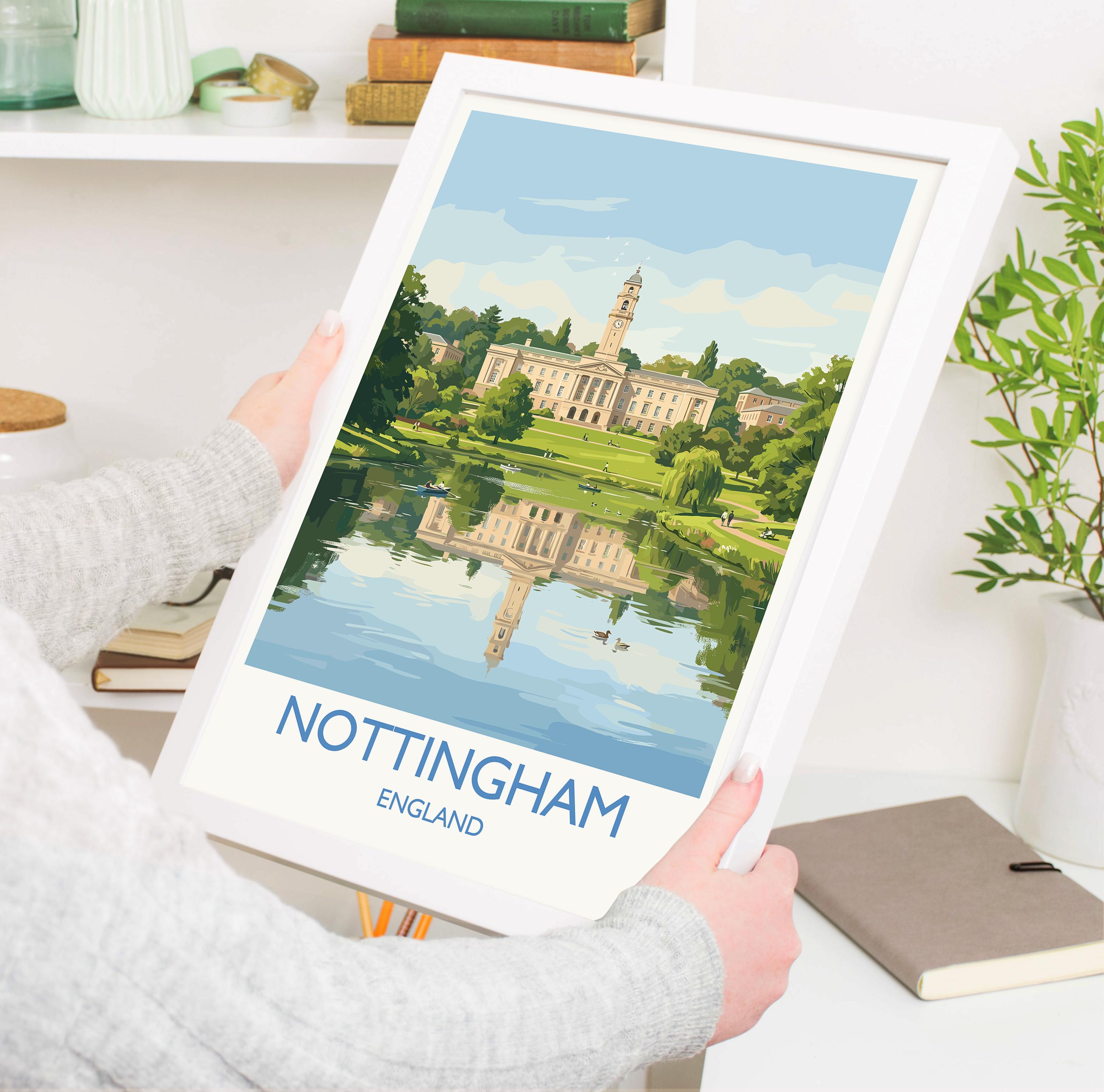 Nottingham University Travel Poster, University of Nottingham Wall Art, Historic UK University Illustration, Nottingham Gift