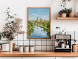 Ely Cathedral Travel Poster, Ely Cambridgeshire Wall Art, Historic England City Print, Gothic Cathedral Illustration, UK Decor, Ely Gift