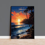 Barbados Travel Poster, Travel Print of Barbados, Caribbean Sunset, Barbados Art Lovers Gift, Caribbean Gift, Wall Art Print NQ Media Designs