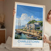 Charlestown Travel Print, Travel Poster of Charlestown, England, Cornwall Art, Charlestown Art Lovers Gift, Wall Art Print