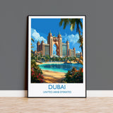 Dubai Travel Print, Travel Poster of Dubai, Palm Jumeirah Dubai Art lovers Gift, UAE Wall Art Gift NQ Media Designs
