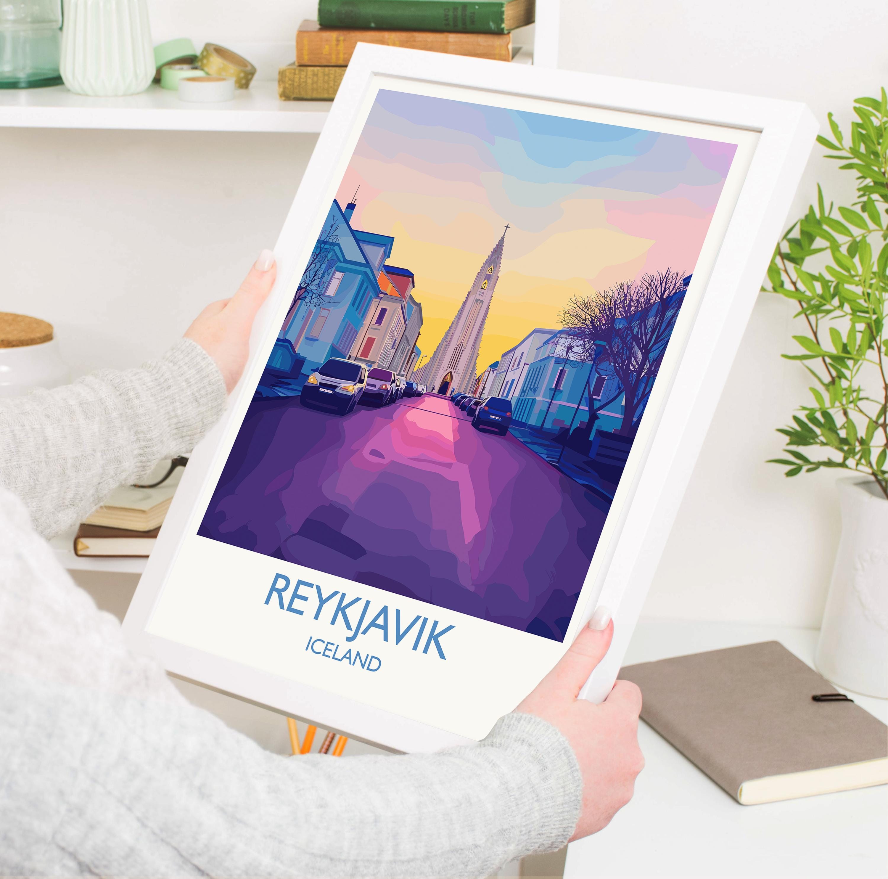 Reykjavik Poster Wall Art, Reykjavik Travel Print, Iceland Wall Art, Reykjavik Art Lovers Gift, Iceland Gift NQ Media Designs