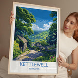 Kettlewell Travel Print Wall Art, Travel Poster of Kettlewell, Kettlewell Art Print, North Yorkshire Wall Print, Yorkshire Art Lovers Gift NQ Media Designs