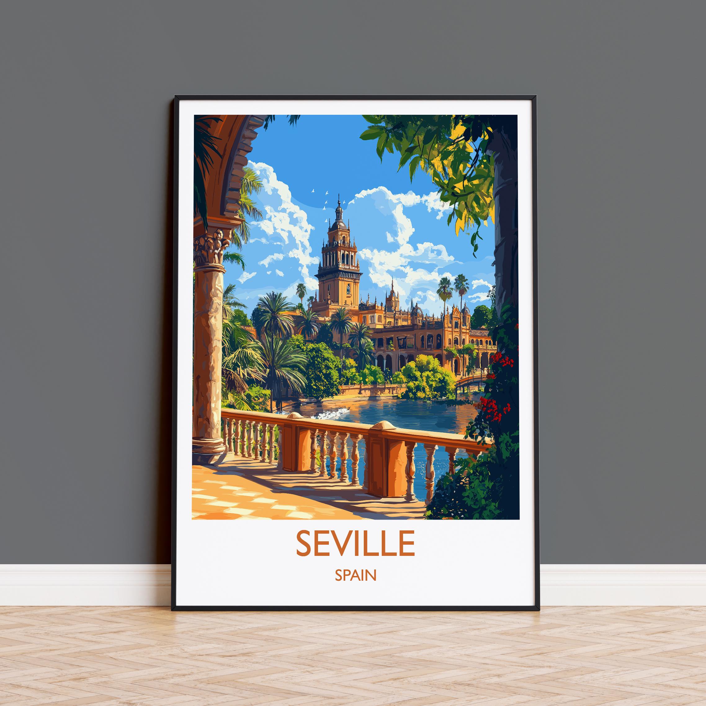 Seville Travel Wall Art, Spain Print, Seville Art Gift, Traveller Gift Art Poster, Holiday Gift NQ Media Designs