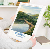 Derwent Reservoir Dam Travel Poster, Peak District Wall Art, Ladybower Dam Print, Derbyshire Landscape Illustration, UK Nature Decor NQ Media Designs