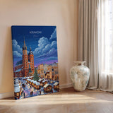 Krakow Christmas Market Poster, Poland Winter Wall Art, St Mary’s Basilica Print, Festive Travel Poster, Krakow Gift