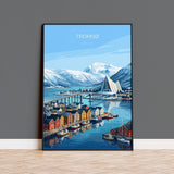 Tromsø Norway Poster, Northern Lights Wall Art, Arctic Cathedral Print, Norway Travel Poster, Tromsø Gift