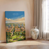 Adelaide Australia Travel Print, Adelaide Skyline Wall Art, River Torrens Poster, South Australia Cityscape Illustration, Australia Decor