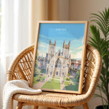 Exeter Cathedral Travel Print, Exeter Devon Wall Art, Historic England City Poster, Gothic Architecture Illustration, UK Decor, Exeter Gift NQ Media Designs