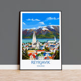 Reykjavik Poster Wall Art, Reykjavik Travel Print, Iceland Wall Art, Reykjavik Art Lovers Gift, Iceland Gift NQ Media Designs