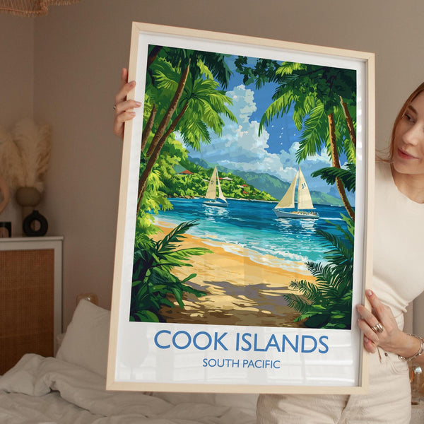 Cook Islands Travel Poster Wall Art, Travel Print of Cook Islands, South Pacific Islands Art Lovers Gift