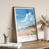 Hunstanton Beach Travel Print, Travel Poster of Hunstanton Beach, Norfolk, England, Norfolk Art, Norfolk Gift, Wall Art Print NQ Media Designs