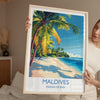 Maldives Travel Print, Travel Poster of Maldives, Indian Ocean Island Art, Maldives Wall Art Gift,