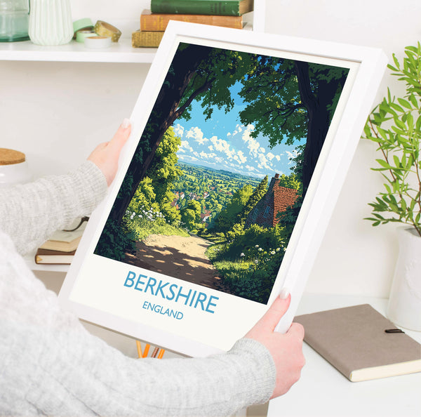 Berkshire Travel Poster Wall Art, Berkshire Travel Print, English Countryside Art Gift, Wall Art Print