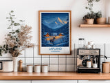 Lapland Travel Print, Travel Poster of Lapland, Scandinavia Poster, Lapland Art Gift, Finland Art Lovers Travel Gift NQ Media Designs