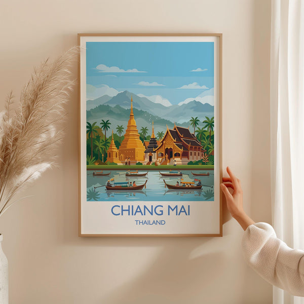 Chiang Mai Travel Print, Travel Poster of Chiang Mai, Thailand, Chiang Mai Art Lovers Gift, Wall Art Print