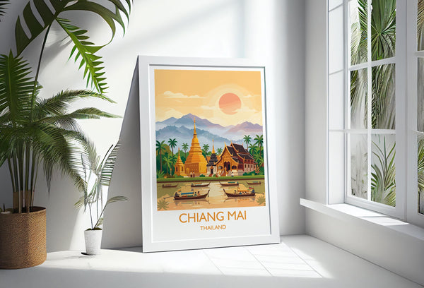 Chiang Mai Travel Print, Travel Poster of Chiang Mai, Thailand, Chiang Mai Art Lovers Gift, Wall Art Print