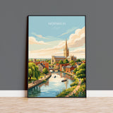 Norwich Norfolk Poster, Historic Cathedral City Wall Art, English City Travel Print, Norfolk Decor, UK Gift