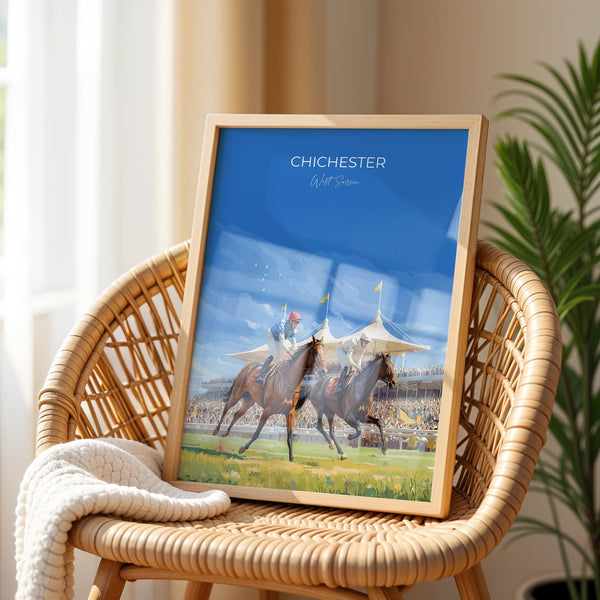 Chichester Travel Print Wall Art, Travel Poster of Goodwood, West Sussex, England, Goodwood Races Art Lovers Gift, England Art Gift
