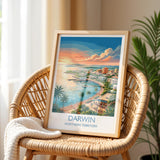 Darwin Australia Travel Poster, Darwin Waterfront Wall Art, Northern Territory Print, Tropical Cityscape Illustration, Australia Art Decor