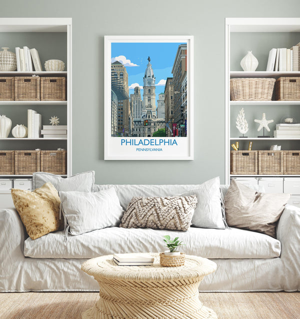 Philadelphia City Art Print, Philadelphia Skyline View, Pennsylvania Travel Poster, US City Gift