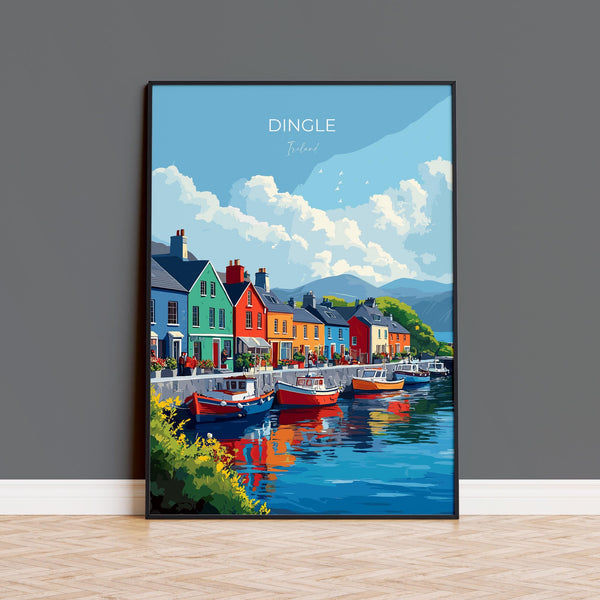 Dingle Print, Travel Poster of Dingle, County Kerry Art, Ireland Coast, Travel Wall Art Gift