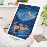 Lapland Travel Poster, Travel Print of Lapland, Scandinavia Poster, Lapland Art Gift, Finland Art Lovers Travel Gift NQ Media Designs