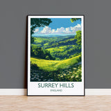 Surrey Hills Travel Poster Wall Art, Surrey Hills Travel Print, English Countryside Art Gift, Wall Art Print NQ Media Designs