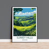 Surrey Hills Travel Poster Wall Art, Surrey Hills Travel Print, English Countryside Art Gift, Wall Art Print