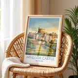 Windsor Castle Print, Berkshire Wall Art with Border, Royal Castle Poster, English Travel Print, Windsor Gift Print